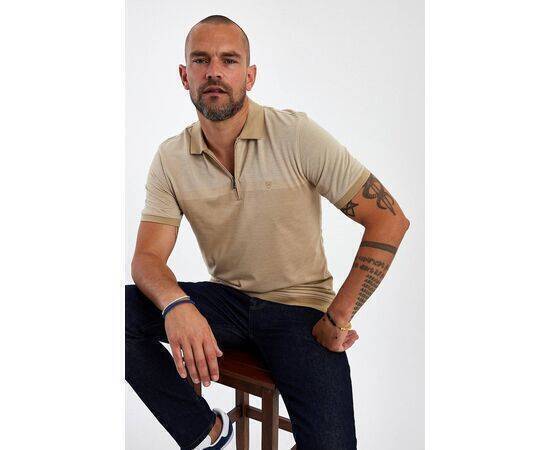 Zippered Polo Neck Short Sleeve T-shirt