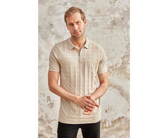 Zippered Polo Neck Short Sleeve T-Shirt