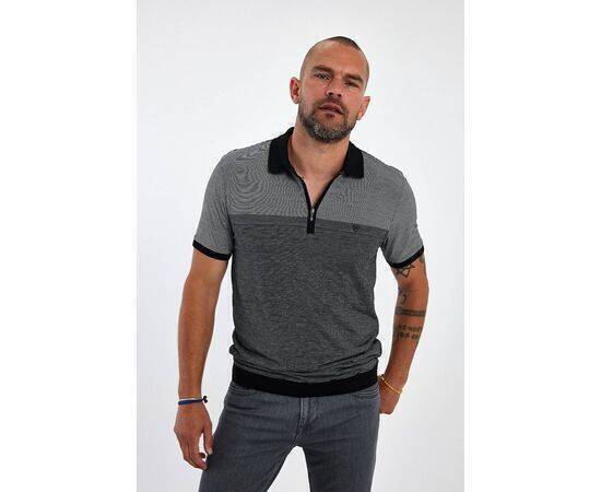 Zippered Polo Neck Short Sleeve T-shirt