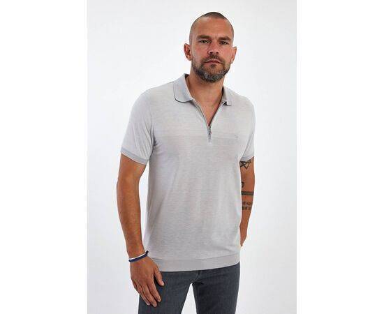 Zippered Polo Neck Short Sleeve T-shirt