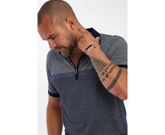 Zippered Polo Neck Short Sleeve T-shirt