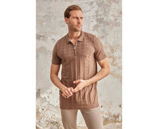 Zippered Polo Neck Short Sleeve T-Shirt