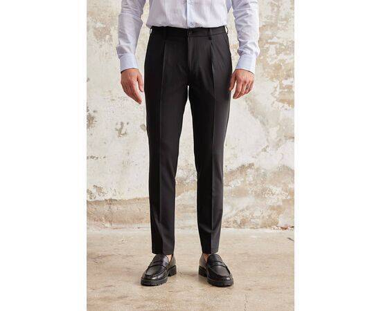 Single Pleated Fabric Trousers with Side Pockets