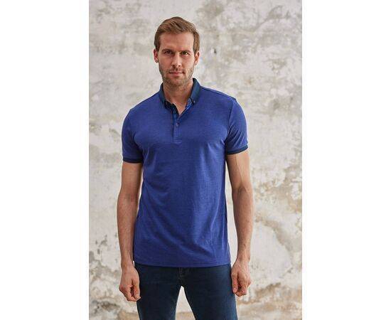 Polo Collar Short Sleeve T-Shirt with Collar Button Fastening