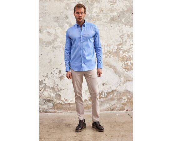 Classic Fit Long Sleeve Buttoned Collar Cotton Shirt