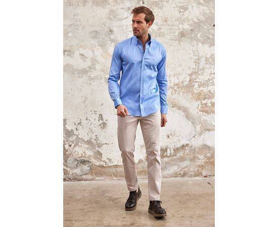 Classic Fit Long Sleeve Buttoned Collar Cotton Shirt