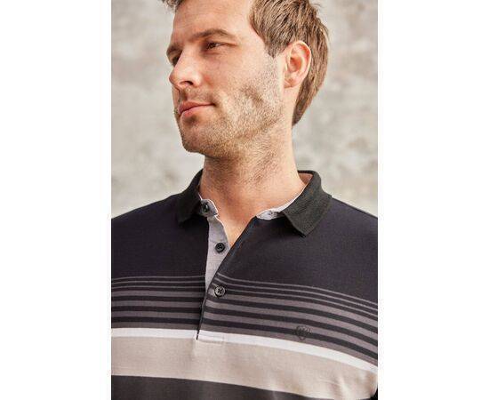 Stripe Patterned Polo Neck Short Sleeve T-Shirt