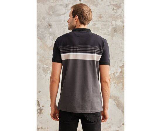 Stripe Patterned Polo Neck Short Sleeve T-Shirt