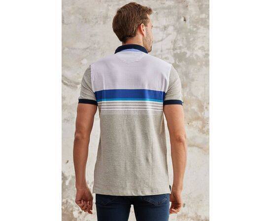 Stripe Patterned Polo Neck Short Sleeve T-Shirt