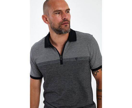 Zippered Polo Neck Short Sleeve T-shirt