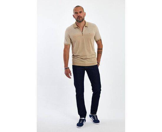 Zippered Polo Neck Short Sleeve T-shirt