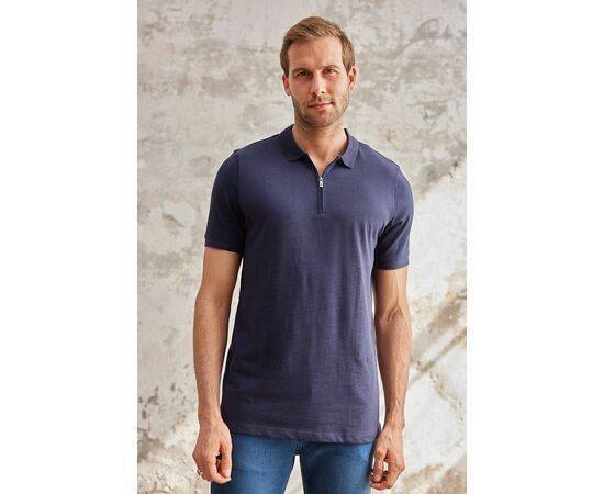 Zippered Polo Neck Short Sleeve T-Shirt