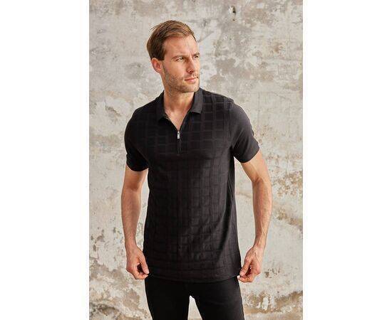 Zippered Polo Neck Short Sleeve T-Shirt