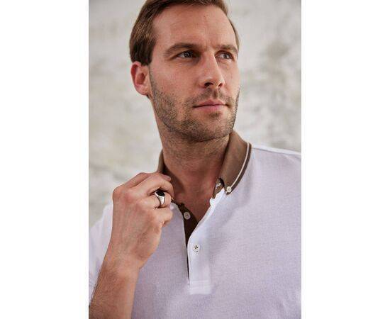 Polo Collar Short Sleeve T-Shirt with Collar Button Fastening