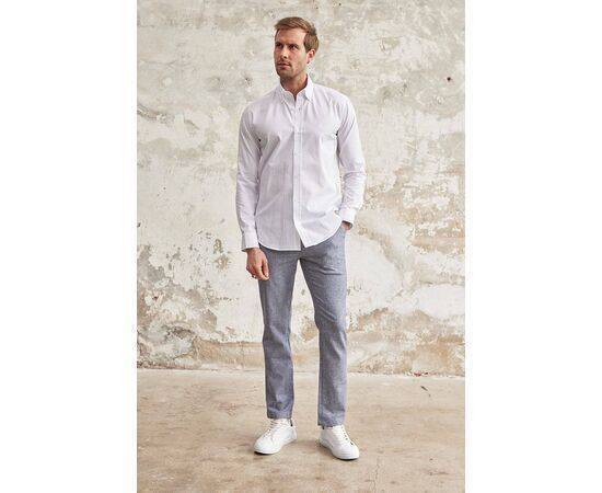 Linen Look Collar Buttoned Classic Fit Long Sleeve Shirt