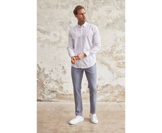 Linen Look Collar Buttoned Classic Fit Long Sleeve Shirt