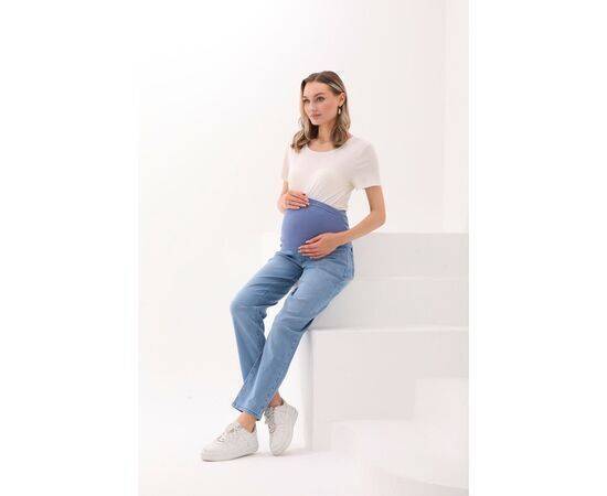 Maternity Flexible Abdominal Band Adjustable Waist Mom Fit Jeans Blue