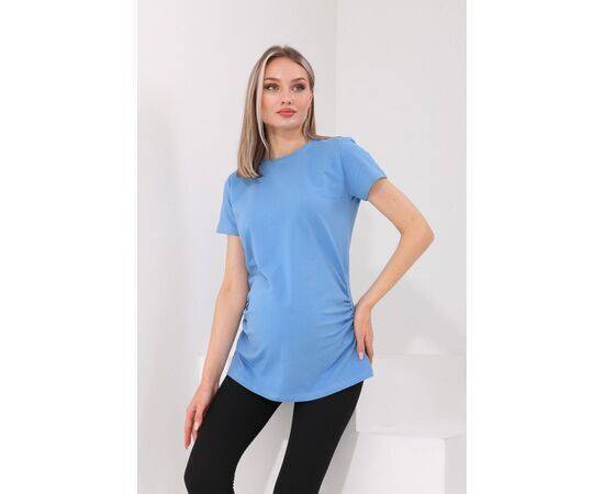 Maternity Indigo Crew Neck Short Sleeve 100% Cotton T-shirt