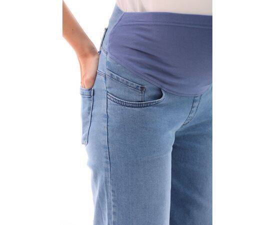 Maternity Flexible Belly Banded Adjustable Waist Wide Leg Jeans Blue