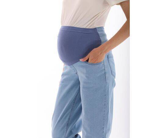 Maternity Flexible Abdominal Band Adjustable Waist Mom Fit Jeans Blue