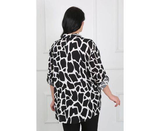 Women's Patterned Cotton Viscose Plus Size Shirt