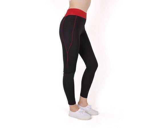 Women's High Waist Sports Tights with Red Belt Detail