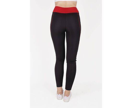 Women's High Waist Sports Tights with Red Belt Detail