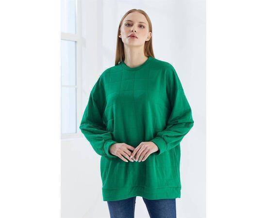 Square Pattern Sweat with Pleat Detail