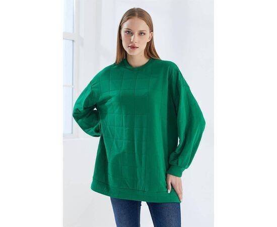 Square Pattern Sweat with Pleat Detail