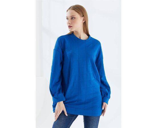 Square Pattern Sweat with Pleat Detail