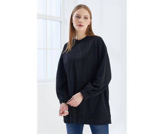 Square Pattern Sweat with Pleat Detail