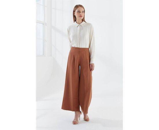 Wide Leg Trousers with Side Zipper