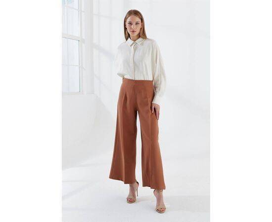 Wide Leg Trousers with Side Zipper